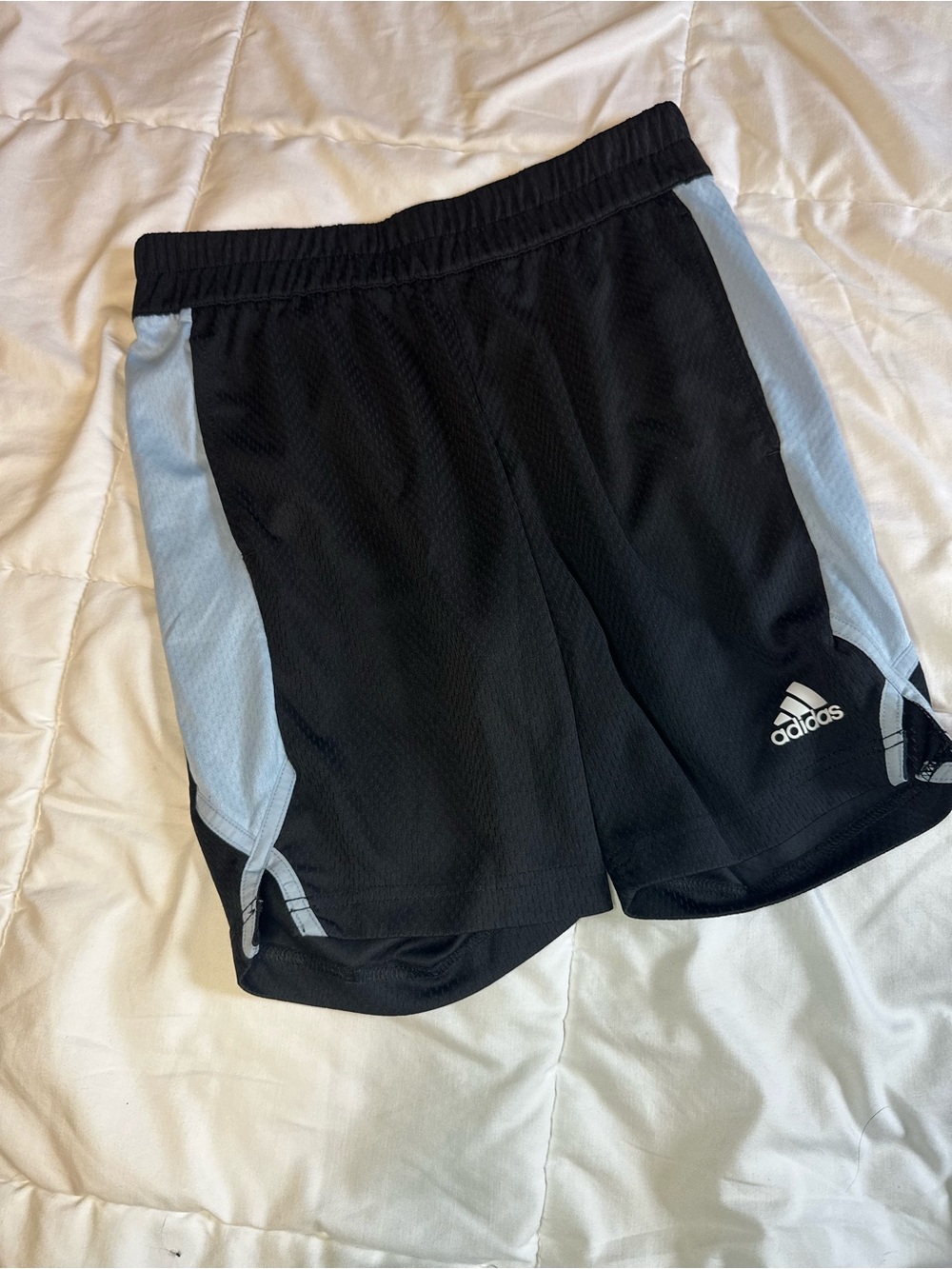 adidas Women’s Navy Athletic Shorts with Light Blue Panels